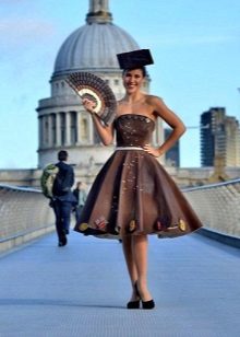 Retro style chocolate evening dress