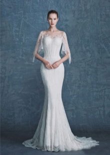 Wedding dress with fish sleeves