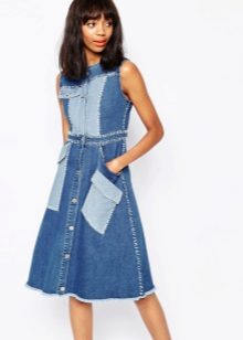 Váy denim hai tông màu