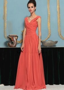 Coral dress of a reddish-terracotta color