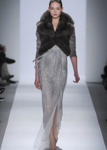 Black Cape fur to gray dress
