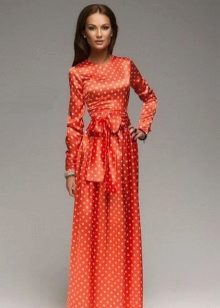 Orange dress in white peas