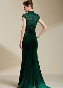 Green velvet dress na may chiffon top