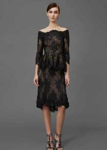 Evening knee-length black dress sheath dress