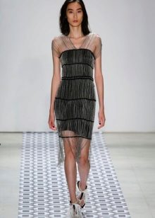 Evening dress with fringe