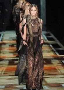 Brown and black dress with leopard print