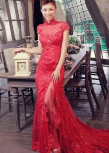 Váy đỏ có ren kiểu Trung Quốc