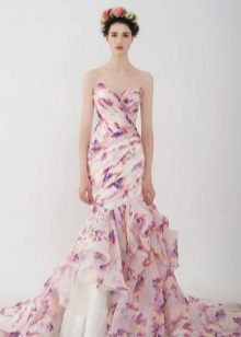 Mermaid flower dress na may tela