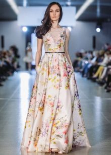 Long Floral A-Line Dress