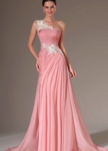 Pink dress on one shoulder