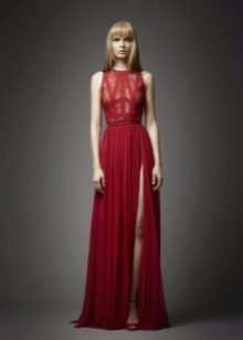 Silk dress na may top lace