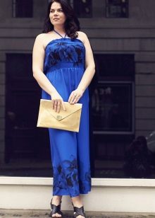 ชุดเดรสยาวสีน้ำเงิน - ชุดสำหรับผู้หญิงอ้วน