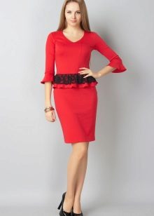 Red dress with lace basky