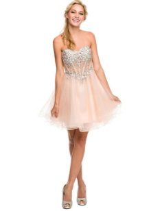 Peach short dress with a corset