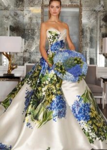Fashionable colorful dress with a corset