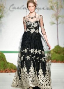 Baroque dress na may silver print