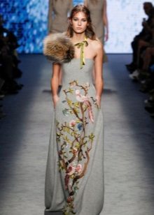 Fur under the dress strapless