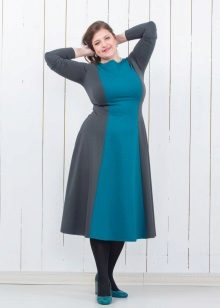 Jersey dress para sa buong a-silweta