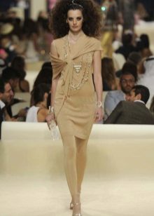 Jersey dress beige short