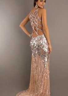 Graduation dress with open back beige