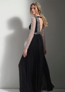 Black dress with open back to the floor