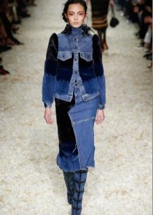 combined denim pencil skirt