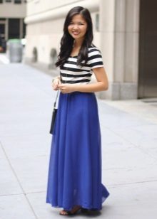 กระโปรงยาวสีน้ำเงินครึ่งดวงอาทิตย์