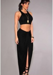 mahabang black wrap skirt
