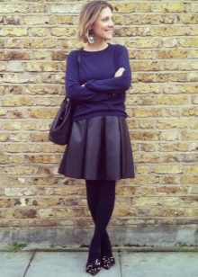 Leather skirt sun na may midi length