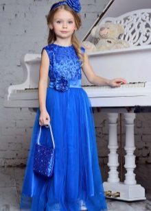 ชุดปีใหม่ของ Blue Girl สำหรับเด็กผู้หญิงที่อยู่บนพื้น