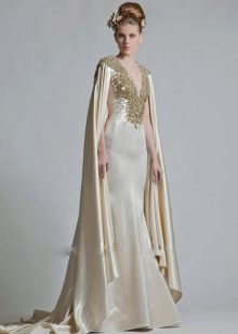 Đầm taffeta có cổ chữ v