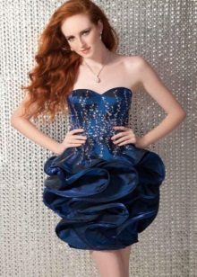 váy dạ hội màu xanh taffeta