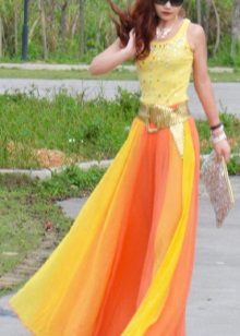 chiffon skirt na may mga gradient na kulay