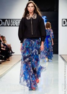 chiffon skirt na may makulay na pattern