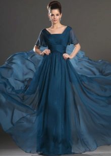 marangyang palda ng maitim na asul na chiffon