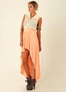 Chiffon skirt na may tren