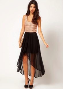 Asymmetrical skirt na may tren