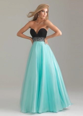 Black evening dress with turquoise