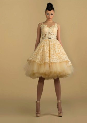 Short fluffy yellow dress