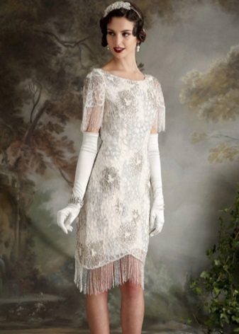 Wedding dress with fringe