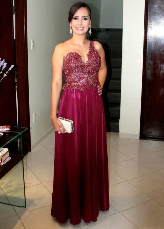 Long evening dress wine color