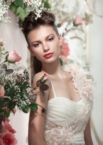 Fabric flowers on a wedding dress