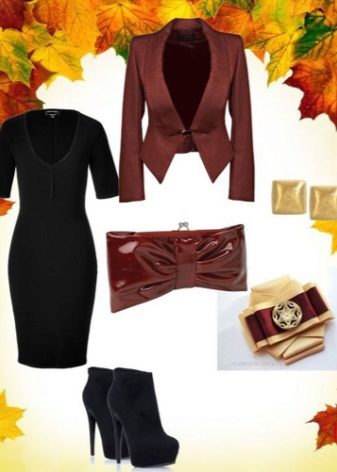 Brown accessories to black dress-case