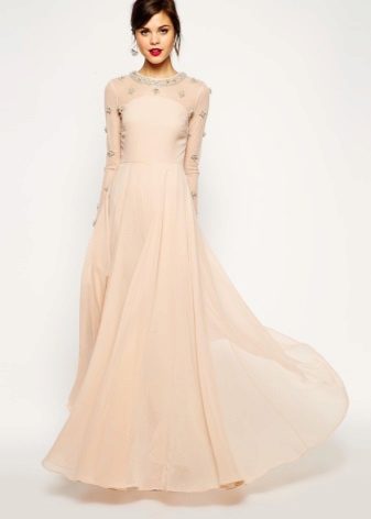 Beige floor dress
