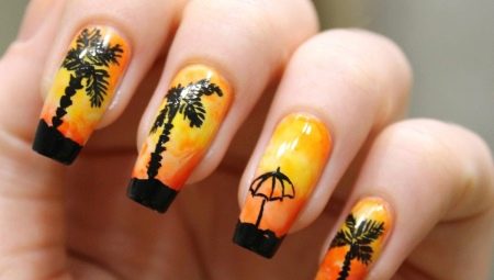 Black-orange manicure: kagandahan at apela