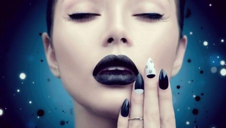 Làm móng tay màu đen và trắng với gel đánh bóng