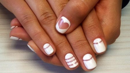 White shellac sa disenyo ng kuko