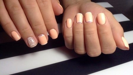 Variants of the moon manicure for short nails
