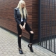 Black jeans with holes in the knees