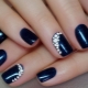 Blue manicure na may rhinestones: showiness and saturation